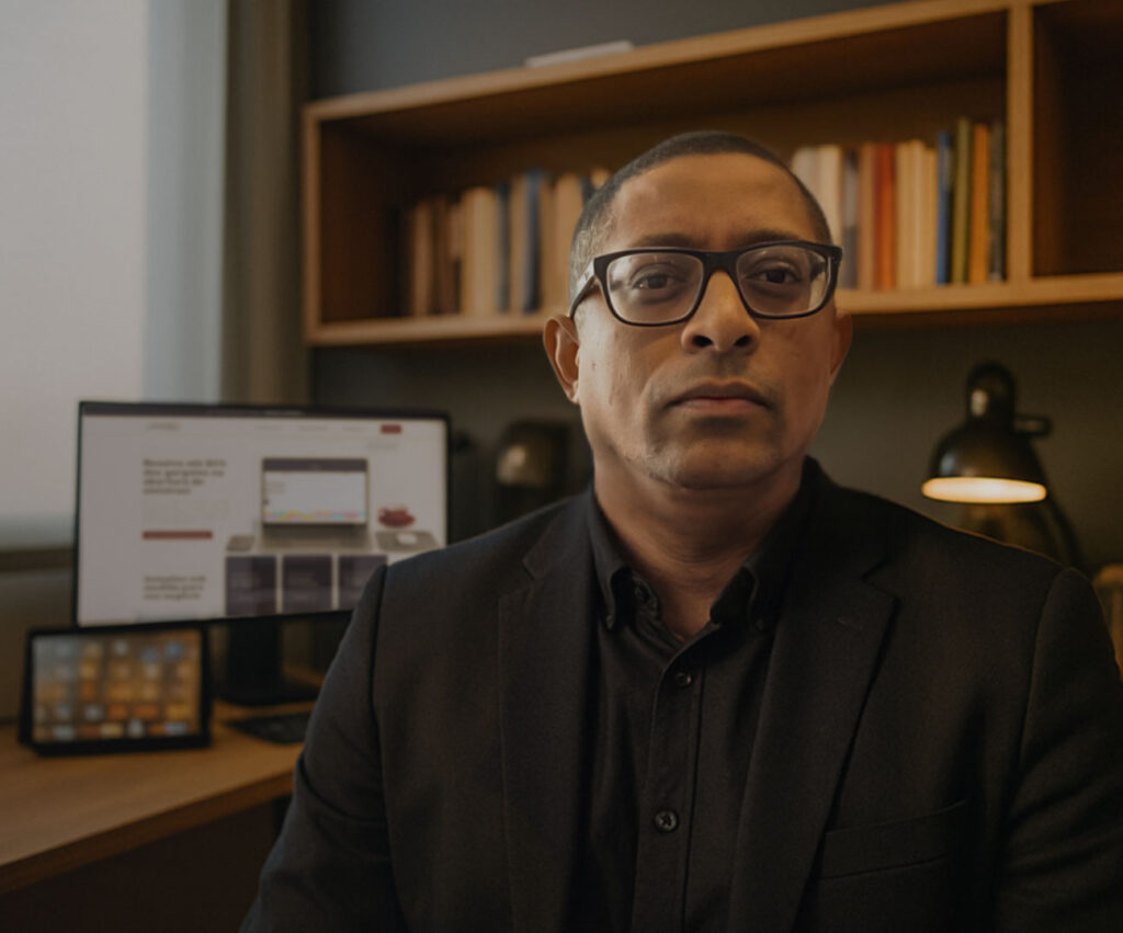 Leonardo Ramos Fundador da Jurysseg gestao em sinistros acessando a plataforma de sinistros e prestando assessoria juridica online para sinistro através de um laptop