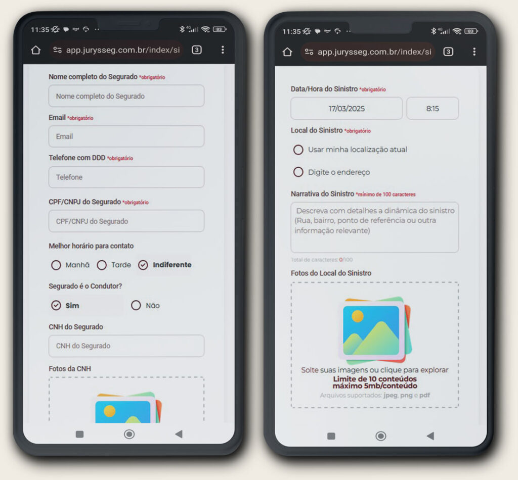 sistema para proteção patrimonial com checklist de abertura de evento